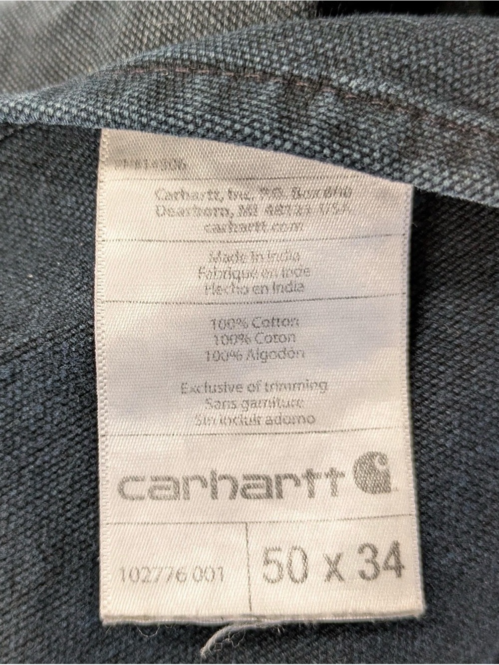 Carhartt Black Duck Bib Overalls | Men’s 50x34 Relaxed Fit | Black Work Worn - Picture 3 of 5